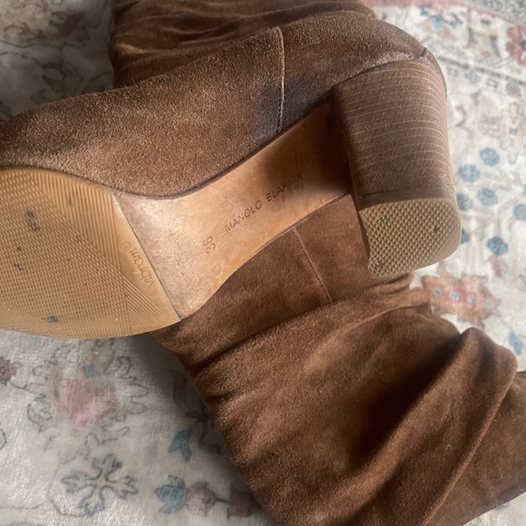 Manolo Blahnik Brown Suede Heeled Boots - Picture 8 of 12